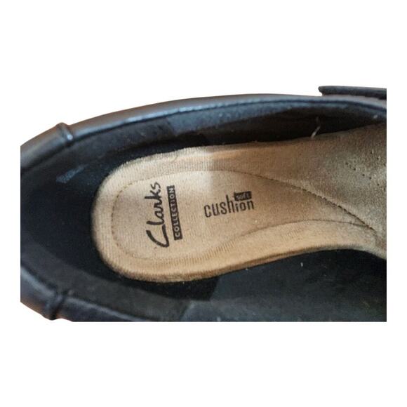 Clarks collection Everlay Luna womens sz 8 black leather comfort shoe strap - Picture 12 of 13